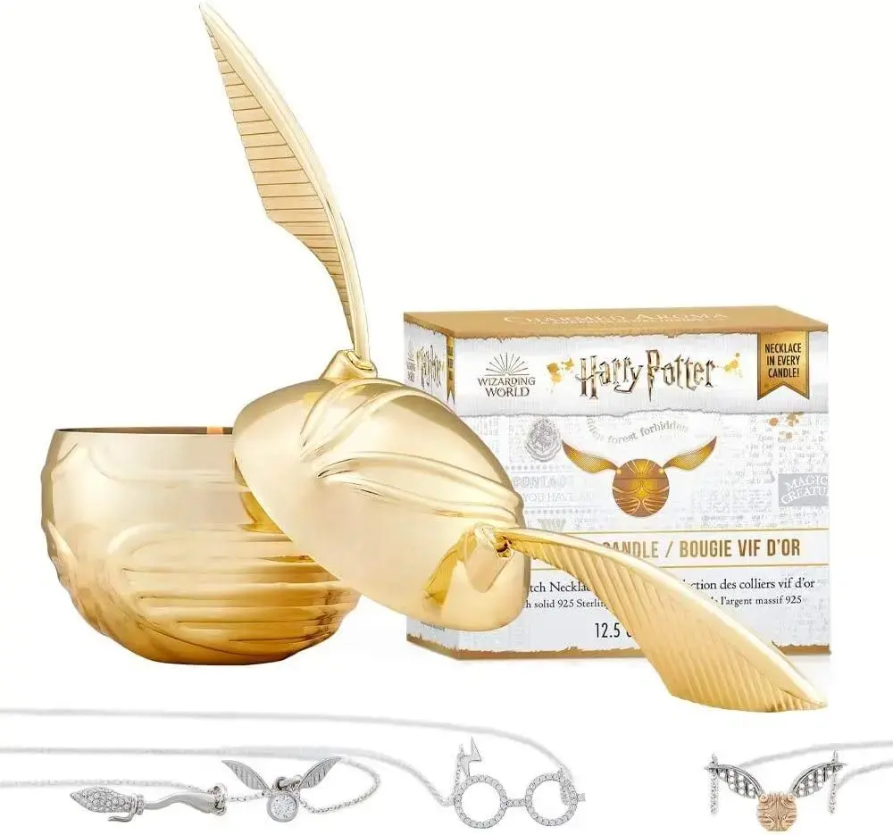 Charmed Aroma Harry Potter Golden Snitch Scented Candle with Surprise Necklace Inside