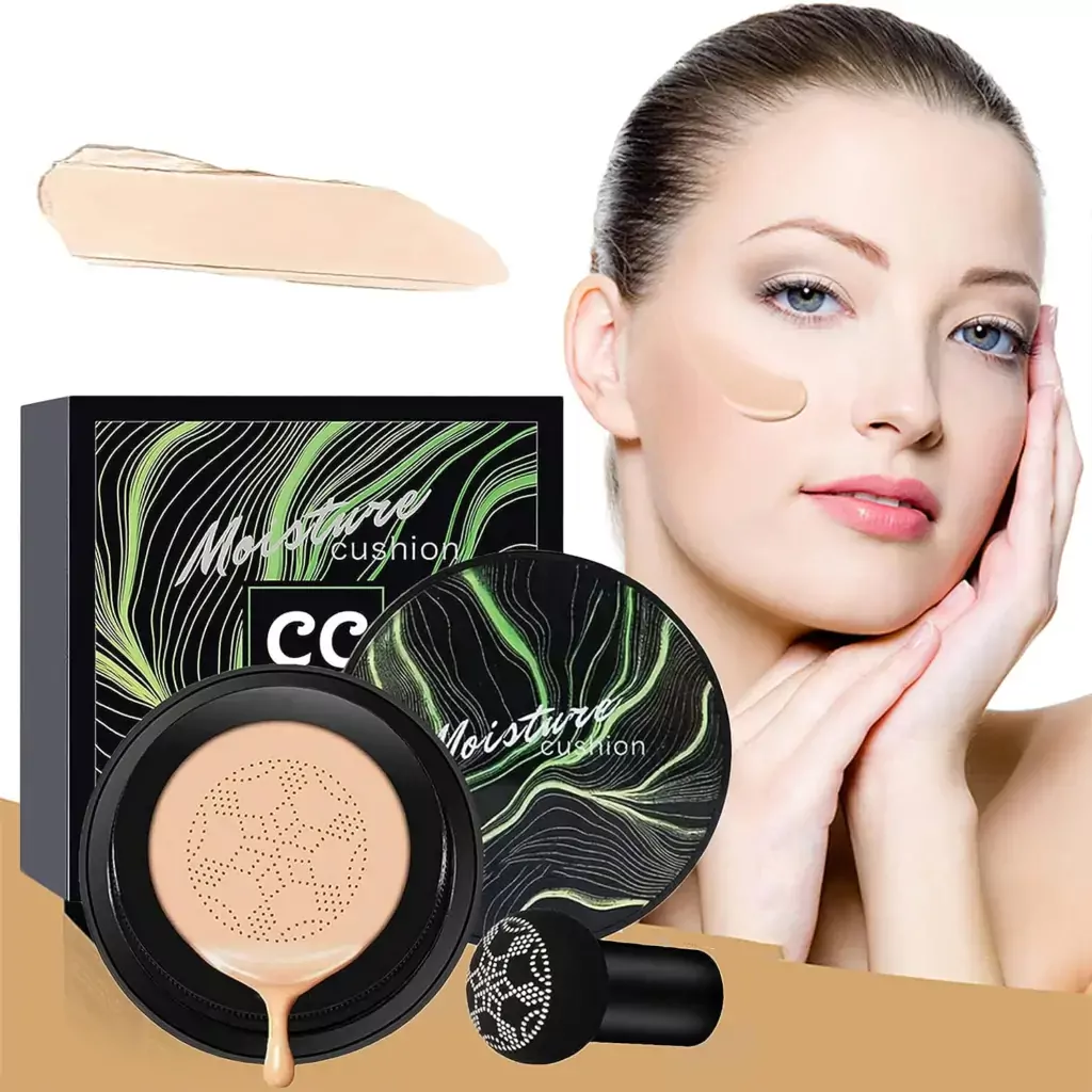 Mushroom Head Air Cushion CC Cream Foundation, Moisturizing BB Cream, Creamairs Makeup Long-Lasting Matte Coverage of Blemishes, Even Skin Tone, Easy to Apply, Suitable for All Skin Types (Natural)