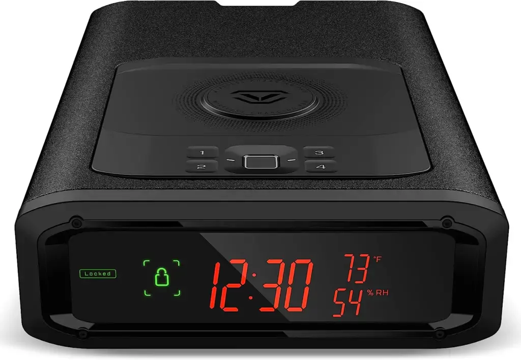 VAULTEK Smart Station Home Centric Biometric Smart Safe with Bluetooth 2.0 and Auto Open Drawer + Wireless Phone Charger (Covert Black)