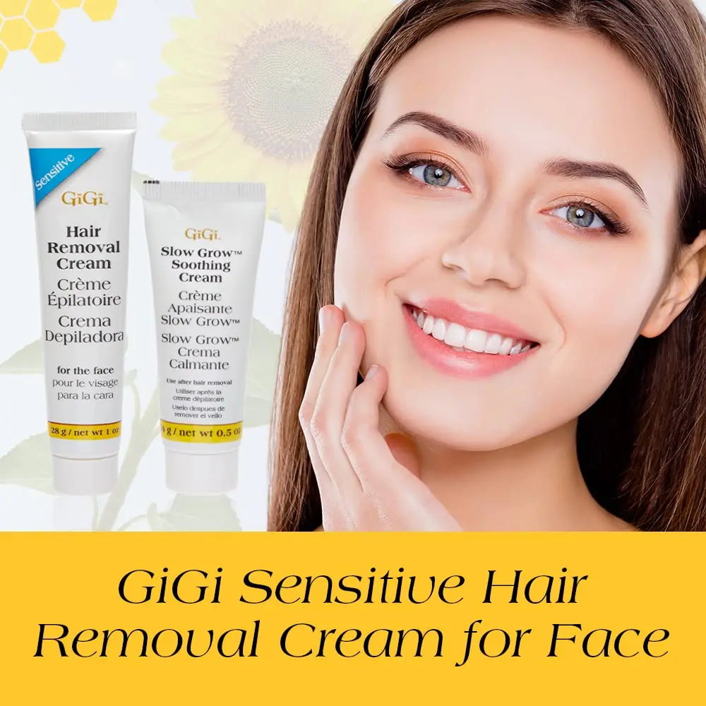GiGi Facial Hair Removal Cream and Slow Grow Soothing Cream Set for Sensitive Skin

